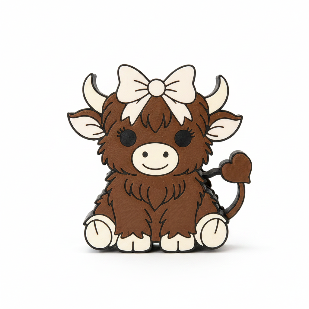 Highland Cow Coin Holder White Background