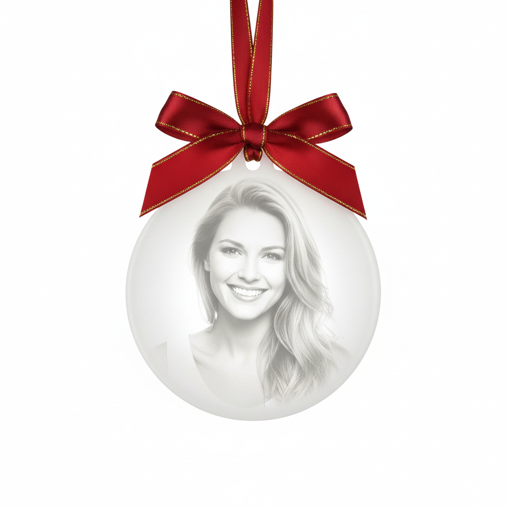 Personalized Photo Lithophane Ornament White Background