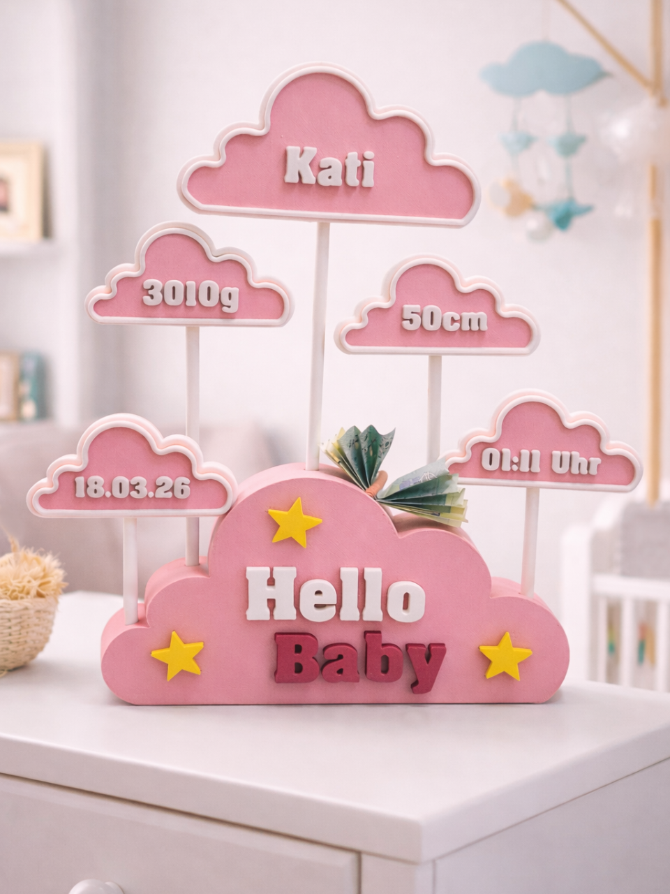 Personalized Baby Birth Announcement Cloud Plaque