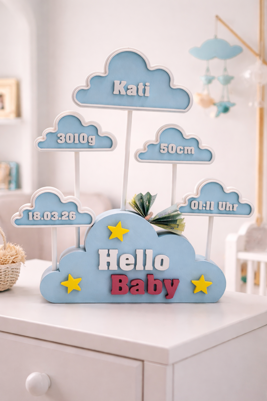 Personalized Baby Birth Announcement Cloud Plaque