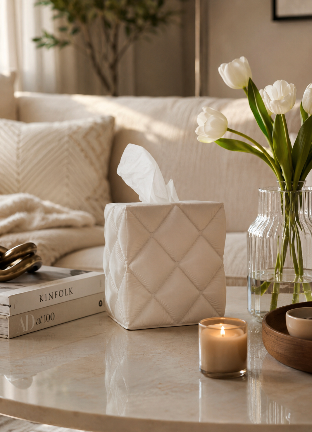 Luxe Quilted Tissue Box Cover