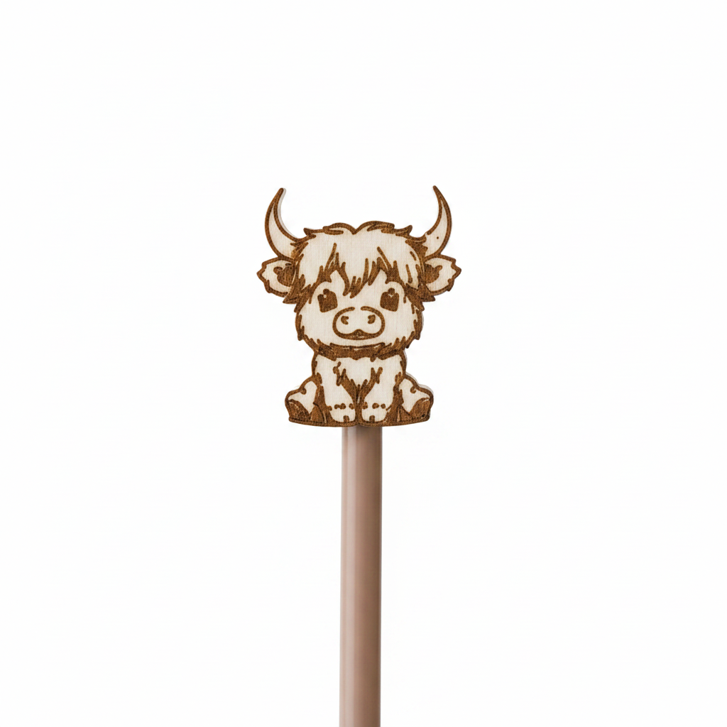 Highland Cow Straw Topper White Background