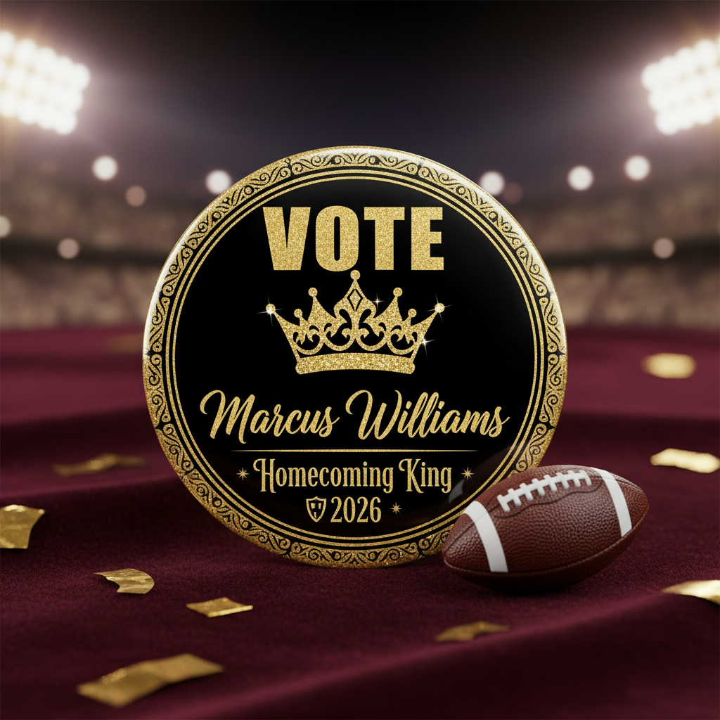 Homecoming King Button Mockup