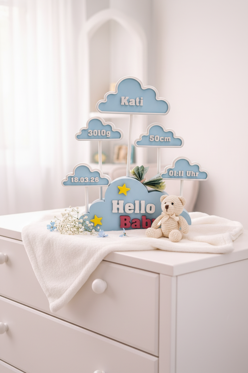 Personalized Baby Birth Announcement Cloud Plaque
