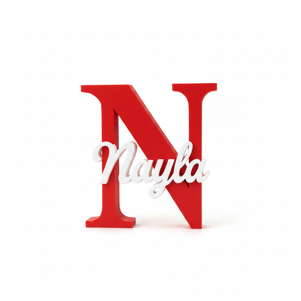 Personalized 3D Initial Name Sign White Background