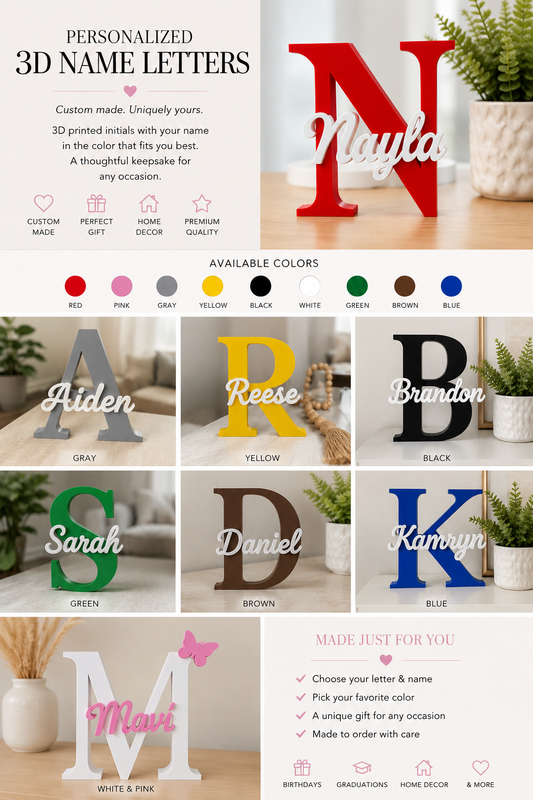 Personalized 3D Initial Name Sign