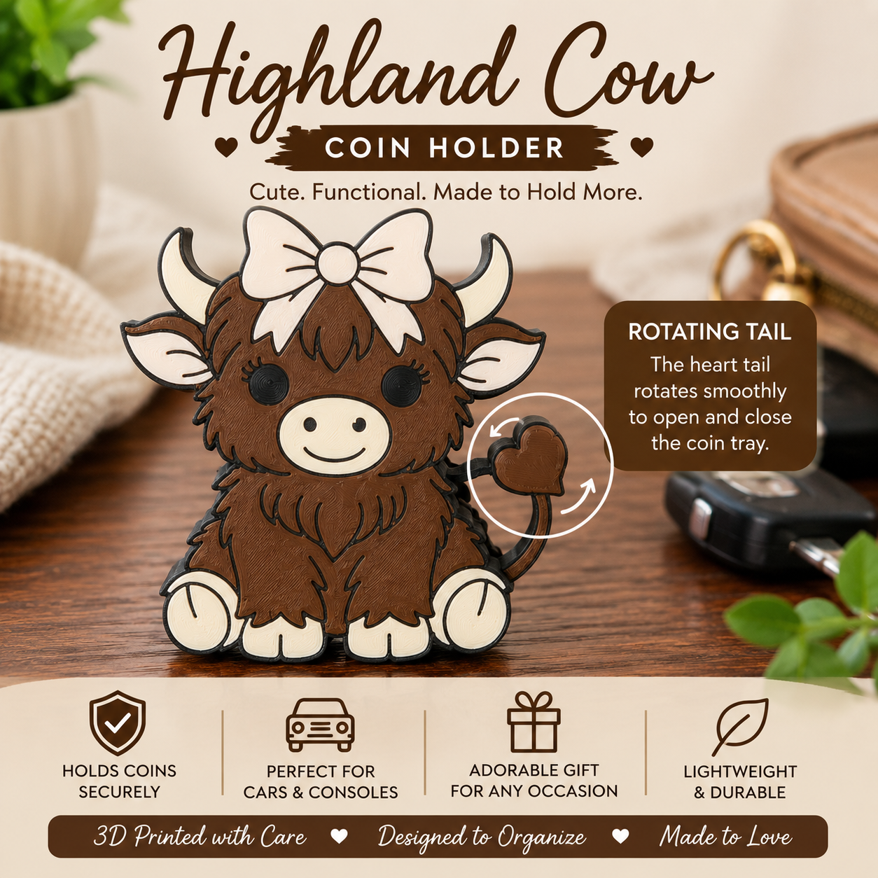 Highland Cow Coin Holder